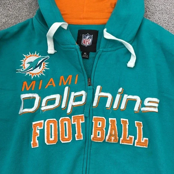 men’s miami dolphins NFL zip up sweater in size XL - Picture 2 of 4